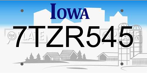 7TZR545 Iowa License Plate