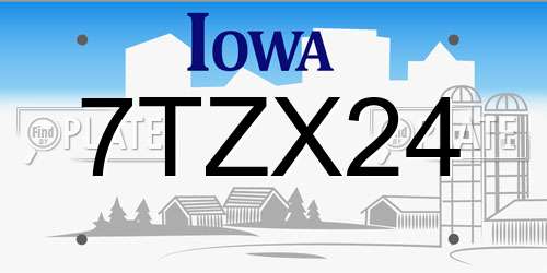 7TZX24 Iowa License Plate