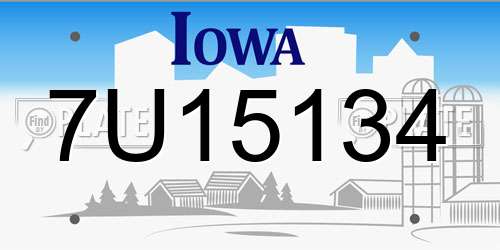 7U15134 Iowa License Plate