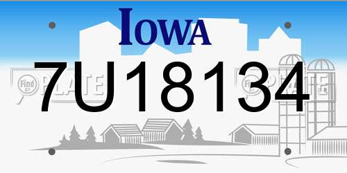 7U18134 Iowa License Plate