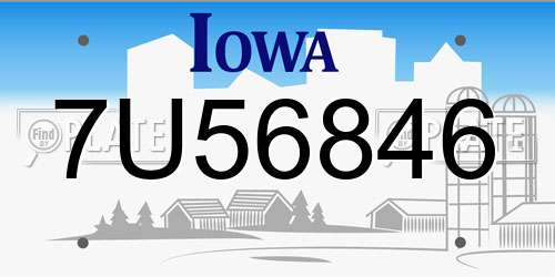 7U56846 Iowa License Plate