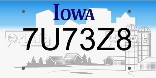 7U73Z8 Iowa License Plate