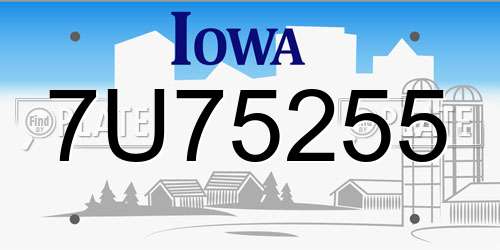 7U75255 Iowa License Plate