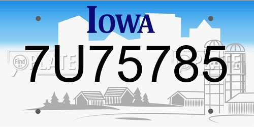 7U75785 Iowa License Plate