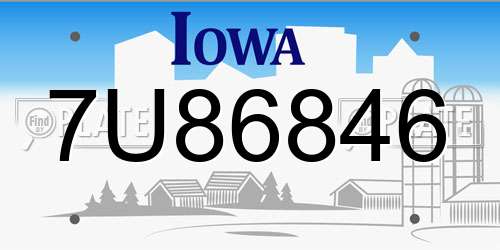 7U86846 Iowa License Plate