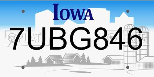7UBG846 Iowa License Plate