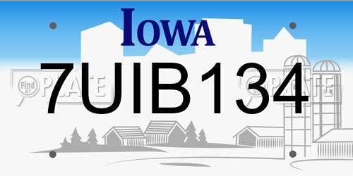 7UIB134 Iowa License Plate