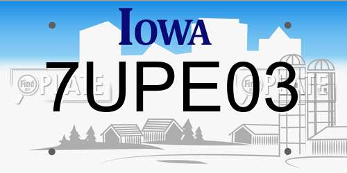 7UPE03 Iowa License Plate