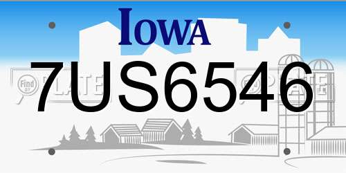 7US6546 Iowa License Plate