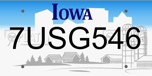7USG546 Iowa License Plate