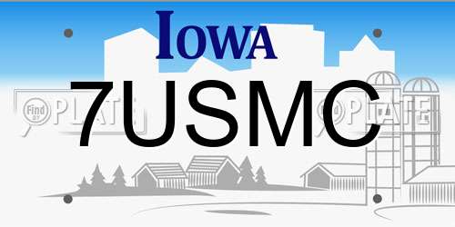 7USMC Iowa License Plate