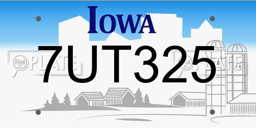 7UT325 Iowa License Plate