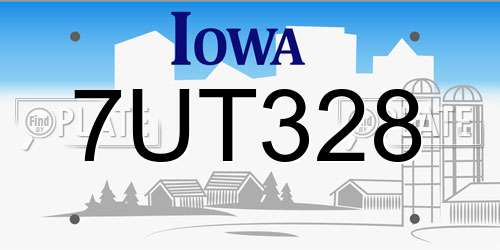 7UT328 Iowa License Plate