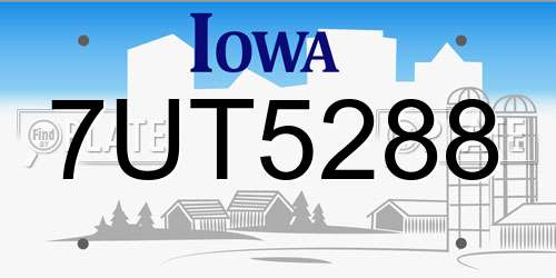 7UT5288 Iowa License Plate