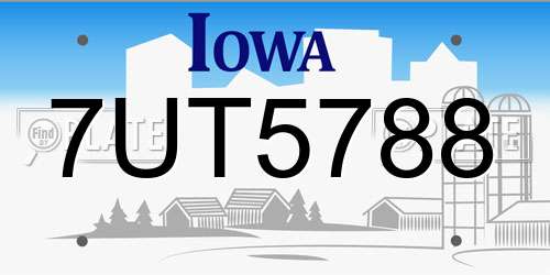 7UT5788 Iowa License Plate