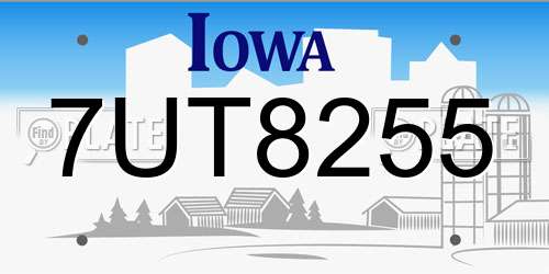 7UT8255 Iowa License Plate