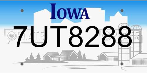 7UT8288 Iowa License Plate