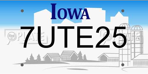 7UTE25 Iowa License Plate