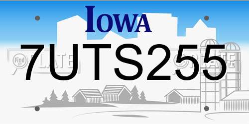 7UTS255 Iowa License Plate
