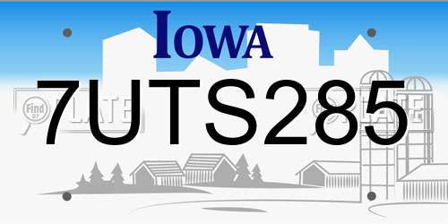7UTS285 Iowa License Plate