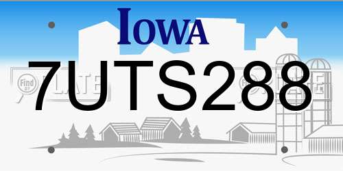 7UTS288 Iowa License Plate