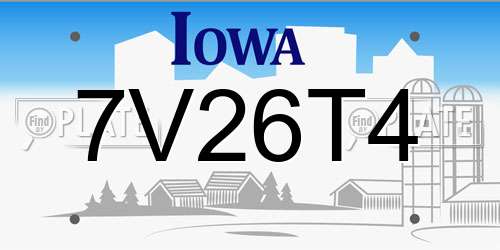 7V26T4 Iowa License Plate