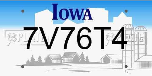 7V76T4 Iowa License Plate