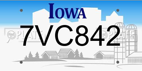 7VC842 Iowa License Plate