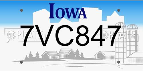 7VC847 Iowa License Plate
