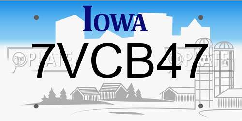 7VCB47 Iowa License Plate
