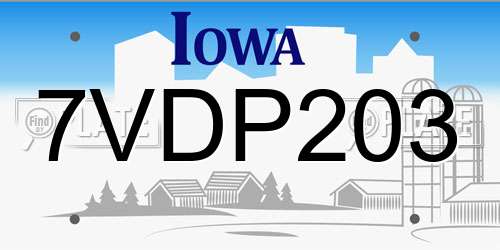 7VDP203 Iowa License Plate