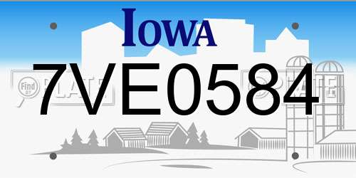 7VE0584 Iowa License Plate