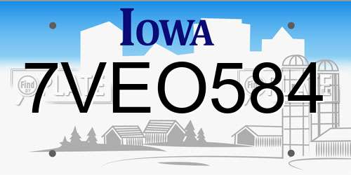7VEO584 Iowa License Plate