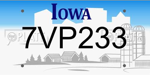 7VP233 Iowa License Plate