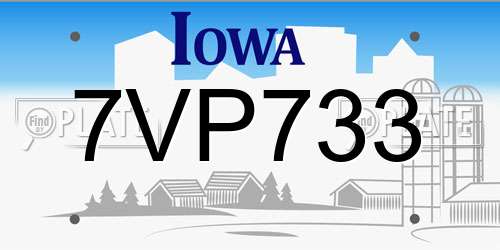 7VP733 Iowa License Plate