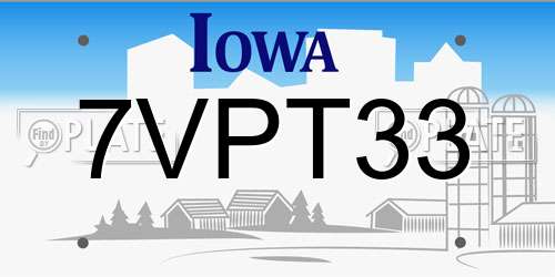 7VPT33 Iowa License Plate