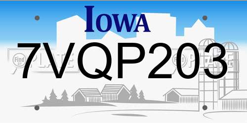 7VQP203 Iowa License Plate