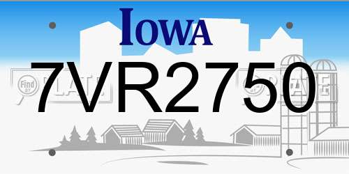7VR2750 Iowa License Plate