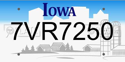 7VR7250 Iowa License Plate