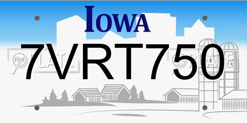7VRT750 Iowa License Plate