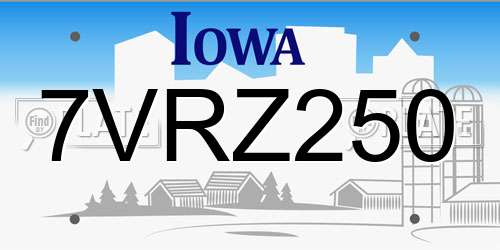 7VRZ250 Iowa License Plate