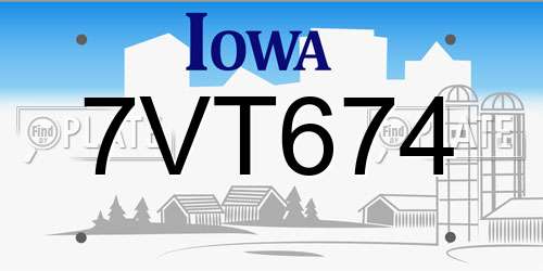 7VT674 Iowa License Plate