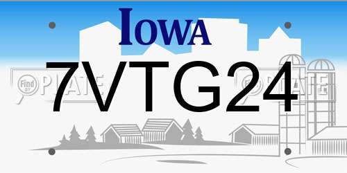 7VTG24 Iowa License Plate