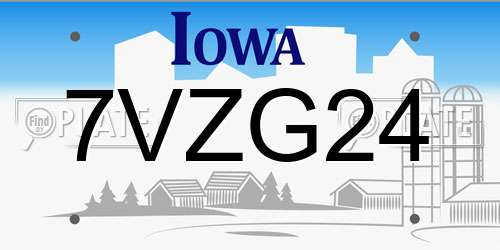7VZG24 Iowa License Plate