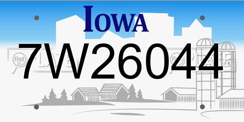 7W26044 Iowa License Plate