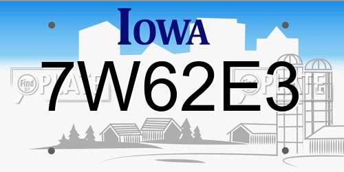 7W62E3 Iowa License Plate