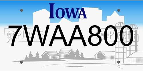 7WAA800 Iowa License Plate