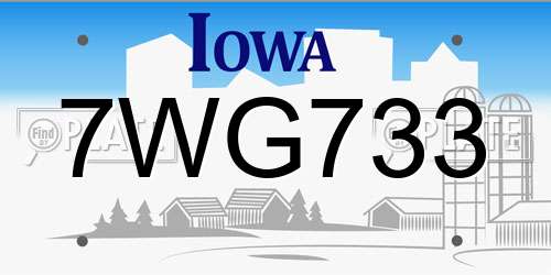 7WG733 Iowa License Plate