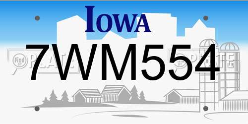7WM554 Iowa License Plate