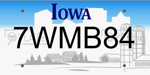 7WMB84 Iowa License Plate